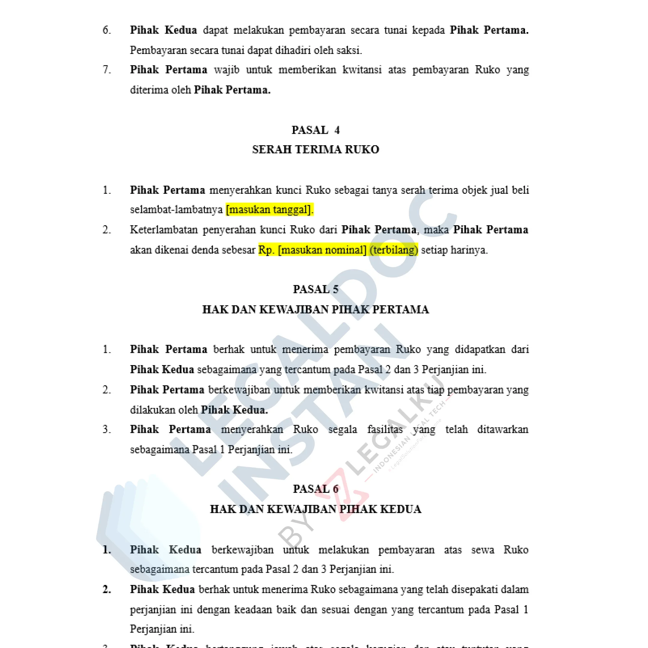 Template Ruko Jual Template Perjanjian Jual Beli Ruko